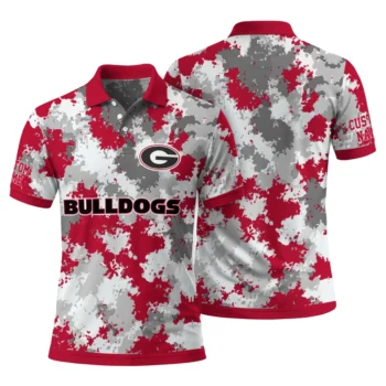 Georgia Bulldogs Polo Shirt Personalized Pixel Camo Red Fashion Forward