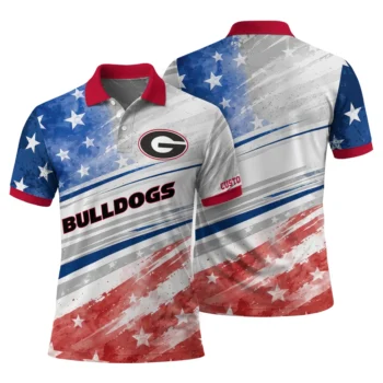 Georgia Bulldogs Polo Shirt Personalized Star Stripes Red Blue Fashion Forward