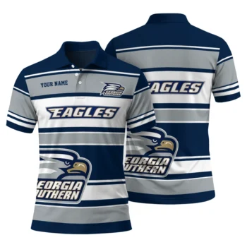 Georgia Southern Eagles Polo Shirt Custom Horizontal Blocks Blue Fashion Forward