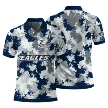 Georgia Southern Eagles Polo Shirt Custom Pixel Camo Blue Fashion Forward
