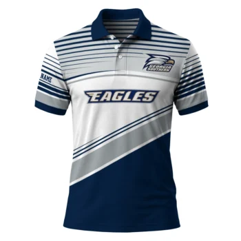 Georgia Southern Eagles Polo Shirt Custom Slanted Stripes Blue White Best Selling