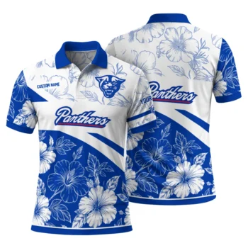 Georgia State Panthers Polo Shirt Customized Floral Angles Blue White Fashion Forward