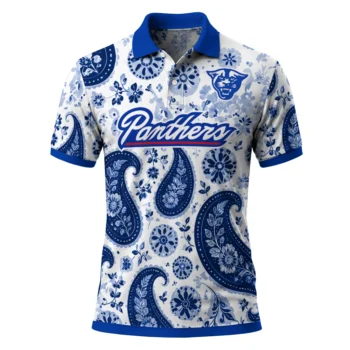 Georgia State Panthers Polo Shirt Customized Paisley Florals Blue White Best Selling