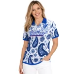 Georgia State Panthers Polo Shirt Customized Paisley Florals Blue White Best Selling