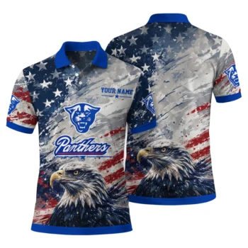 Georgia State Panthers Polo Shirt Customized Star Brushstrokes Blue Fashion Forward