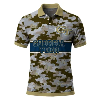 Georgia Tech Yellow Jackets Polo Shirt Custom Camo Band Gold Best Selling