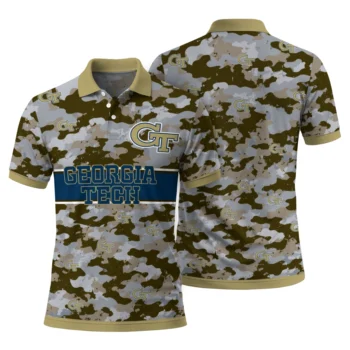 Georgia Tech Yellow Jackets Polo Shirt Custom Camo Band Gold Fashion Forward