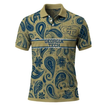 Georgia Tech Yellow Jackets Polo Shirt Custom Paisley Band Gold Best Selling