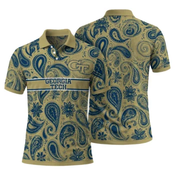 Georgia Tech Yellow Jackets Polo Shirt Custom Paisley Band Gold Fashion Forward