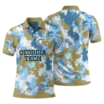 Georgia Tech Yellow Jackets Polo Shirt Custom Pixel Camo Gold Best Selling