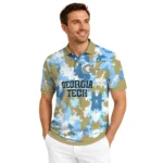 Georgia Tech Yellow Jackets Polo Shirt Custom Pixel Camo Gold Best Selling