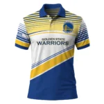 Golden State Warriors Polo Shirt - Personalized Slanted Stripes Blue White