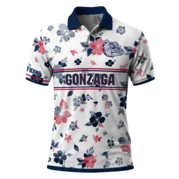 Gonzaga Bulldogs Polo Shirt Personalized Floral Pinstripe Blue White Best Selling