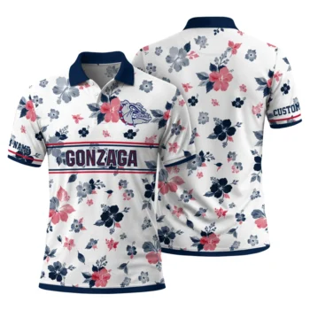 Gonzaga Bulldogs Polo Shirt Personalized Floral Pinstripe Blue White Fashion Forward