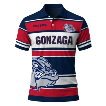 Gonzaga Bulldogs Polo Shirt Personalized Horizontal Blocks Blue Best Selling