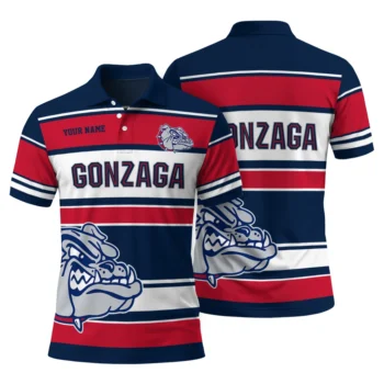 Gonzaga Bulldogs Polo Shirt Personalized Horizontal Blocks Blue Fashion Forward