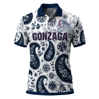 Gonzaga Bulldogs Polo Shirt Personalized Paisley Florals Blue White Best Selling