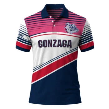 Gonzaga Bulldogs Polo Shirt Personalized Slanted Stripes Blue White Best Selling