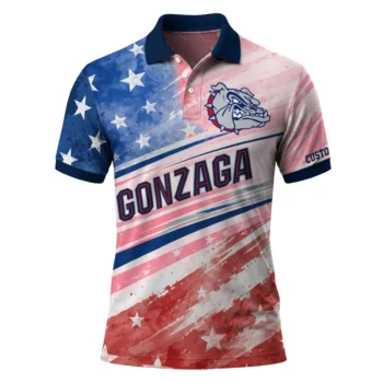 Gonzaga Bulldogs Polo Shirt Personalized Star Stripes Red Blue Best Selling