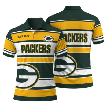 Green Bay Packers Polo Shirt Custom Horizontal Blocks Green Fashion Forward