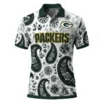 Green Bay Packers Polo Shirt Custom Paisley Florals Green White Best Selling
