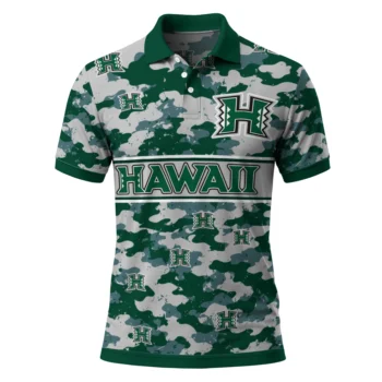 Hawaii Rainbow Warriors Polo Shirt Custom Camo Band Green Best Selling