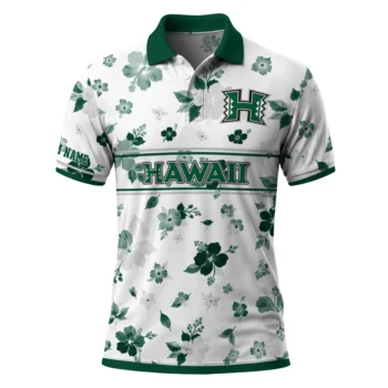 Hawaii Rainbow Warriors Polo Shirt Custom Floral Pinstripe Green White Best Selling