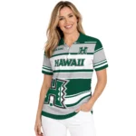 Hawaii Rainbow Warriors Polo Shirt Custom Horizontal Blocks Green Best Selling