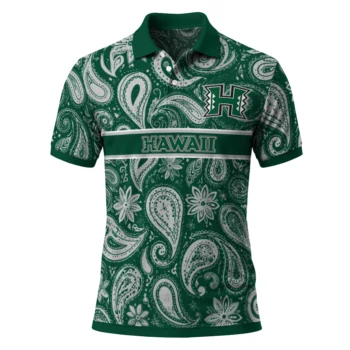 Hawaii Rainbow Warriors Polo Shirt Custom Paisley Band Green Best Selling