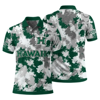 Hawaii Rainbow Warriors Polo Shirt Custom Pixel Camo Green Fashion Forward