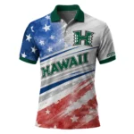 Hawaii Rainbow Warriors Polo Shirt Custom Star Stripes Red Blue Best Selling