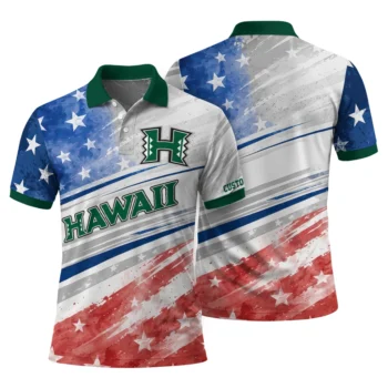 Hawaii Rainbow Warriors Polo Shirt Custom Star Stripes Red Blue Fashion Forward