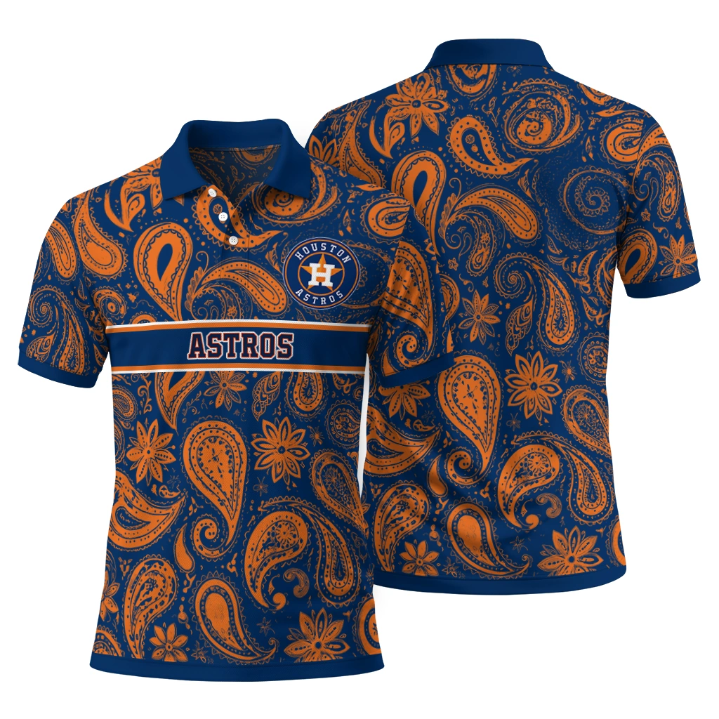 Houston Astros Polo Shirt Custom Paisley Band Blue Fashion Forward Houston Astros Polo Shirt Custom Paisley Band Blue Fashion Forward