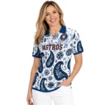 Houston Astros Polo Shirt Custom Paisley Florals Blue White Best Selling
