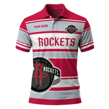 Houston Rockets Polo Shirt - Custom Horizontal Blocks Red