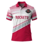 Houston Rockets Polo Shirt - Custom Slanted Stripes Red White