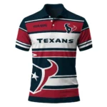 Houston Texans Polo Shirt Customized Horizontal Blocks Blue Best Selling
