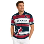 Houston Texans Polo Shirt Customized Horizontal Blocks Blue Best Selling