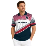 Houston Texans Polo Shirt Personalized Slanted Stripes Blue White Best Selling