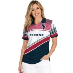 Houston Texans Polo Shirt Personalized Slanted Stripes Blue White Best Selling