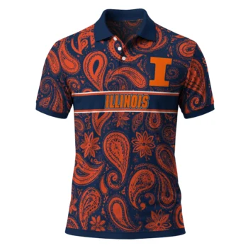 Illinois Fighting Illini Polo Shirt Custom Paisley Band Blue Best Selling