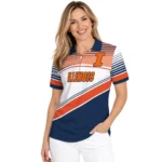 Illinois Fighting Illini Polo Shirt Custom Slanted Stripes Blue White Best Selling