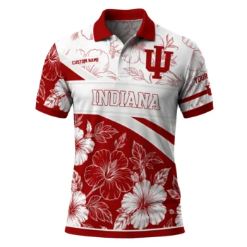 Indiana Hoosiers Polo Shirt Personalized Floral Angles Red White Best Selling