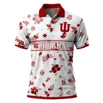 Indiana Hoosiers Polo Shirt Personalized Floral Pinstripe Red White Best Selling