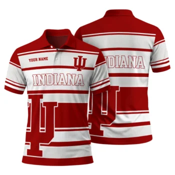 Indiana Hoosiers Polo Shirt Personalized Horizontal Blocks Red Fashion Forward