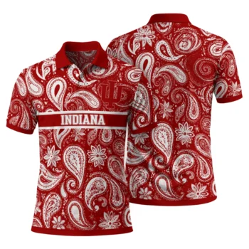 Indiana Hoosiers Polo Shirt Personalized Paisley Band Red Fashion Forward