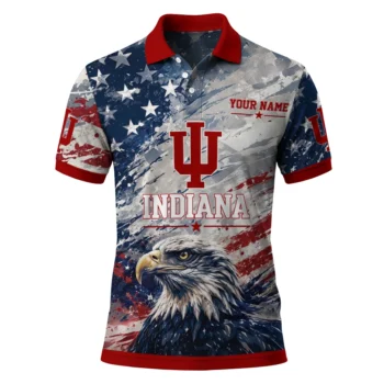 Indiana Hoosiers Polo Shirt Personalized Star Brushstrokes Red Blue Best Selling