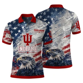 Indiana Hoosiers Polo Shirt Personalized Star Brushstrokes Red Blue Fashion Forward