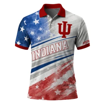 Indiana Hoosiers Polo Shirt Personalized Star Stripes Red Blue Best Selling