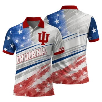 Indiana Hoosiers Polo Shirt Personalized Star Stripes Red Blue Fashion Forward